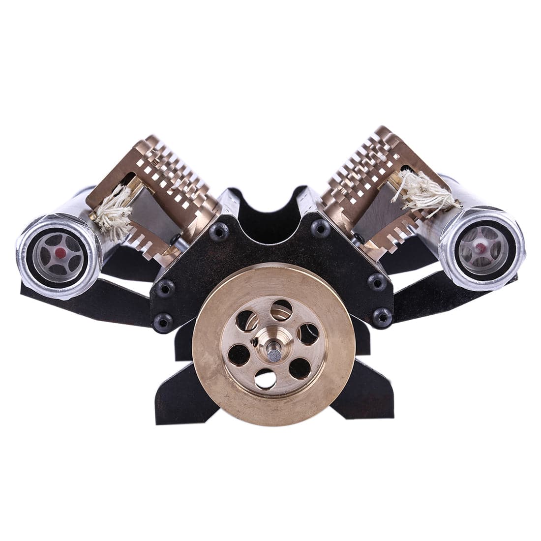 V-Shape 4-Cylinder Vacuum Stirling Engine Model Metal Heat Power Physics Experiment Toy