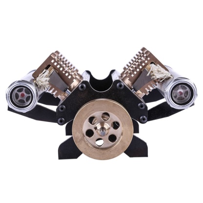 V-Shape 4-Cylinder Vacuum Stirling Engine Model Metal Heat Power Physics Experiment Toy