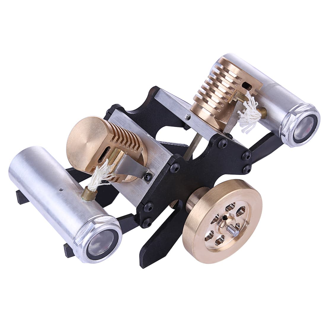 V-Twin Vacuum Engine Model Double Cylinder Flame Licker Stirling Physics Toy