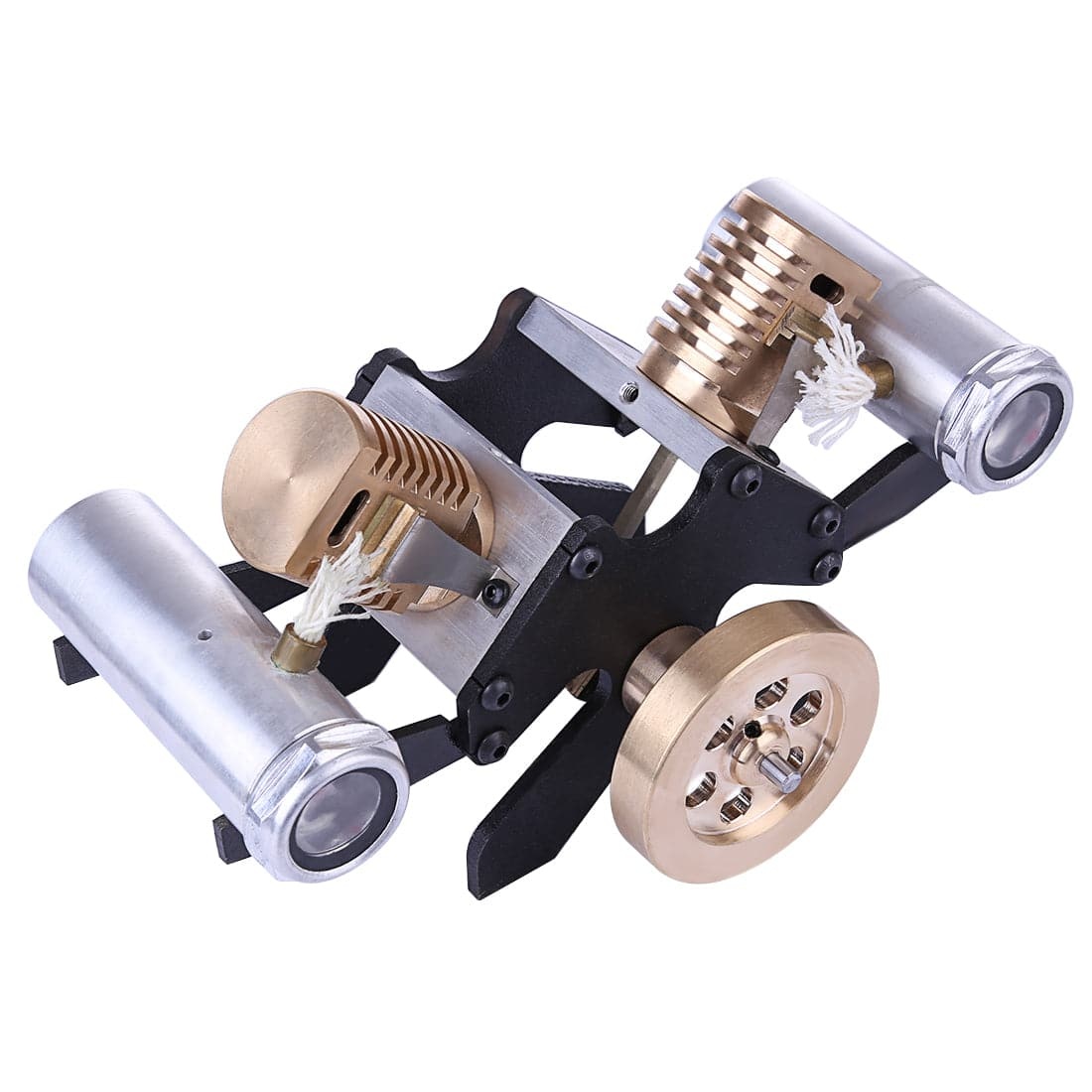 V-Twin Vacuum Engine Model Double Cylinder Flame Licker Stirling Physics Toy