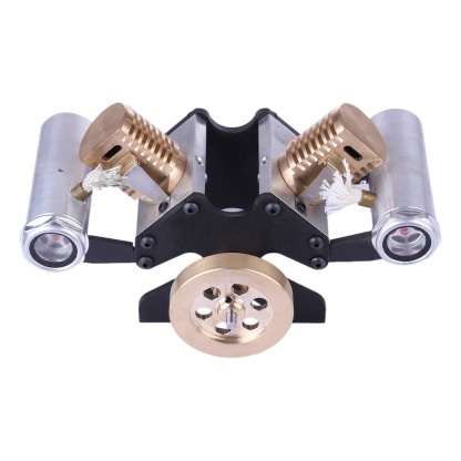 V-Twin Vacuum Engine Model Double Cylinder Flame Licker Stirling Physics Toy