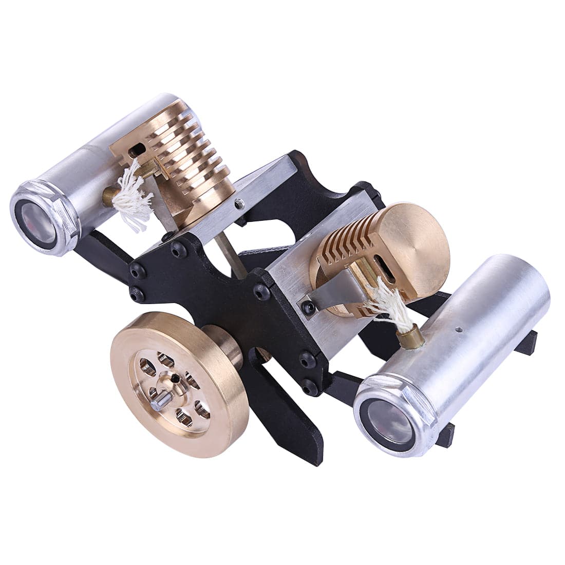 V-Twin Vacuum Engine Model Double Cylinder Flame Licker Stirling Physics Toy