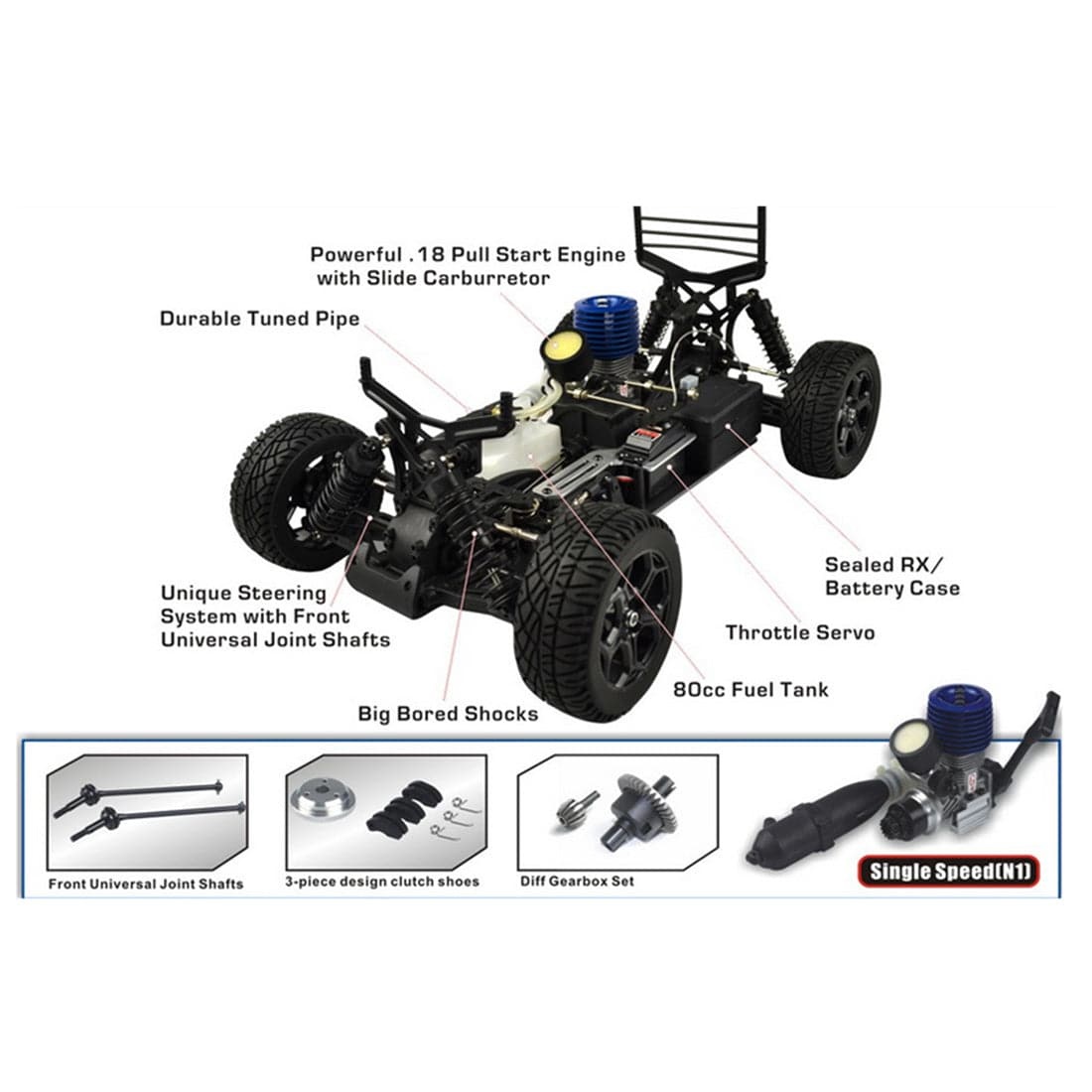 VRX RH1029 Flash-Rally 1/10 Scale 4WD Nitro Gas Powered Rally RC Car RTR