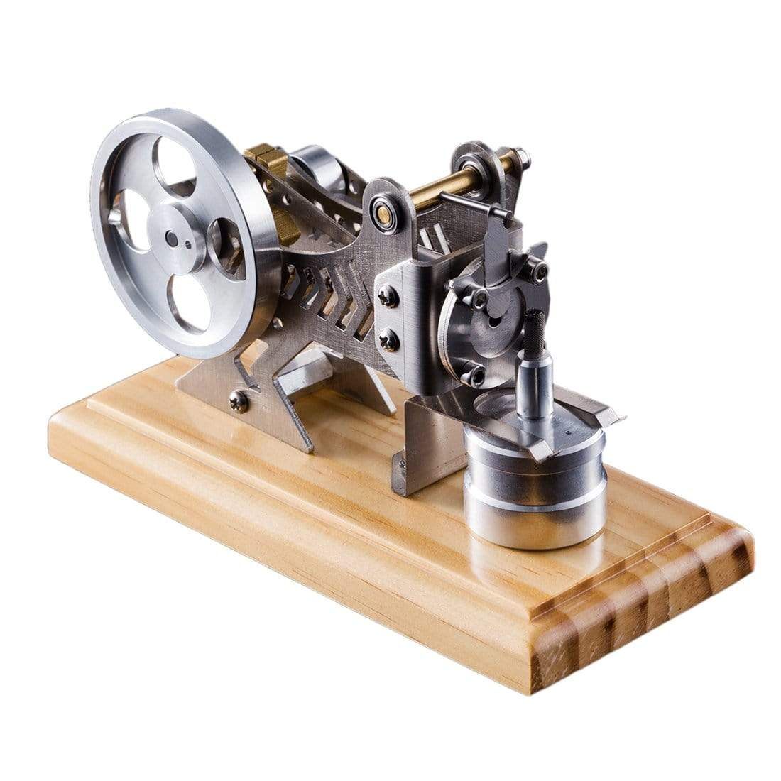 Vacuum Motor Stirling Engine Model Kit Flame Licker Physics Toy with Solid Wood Base