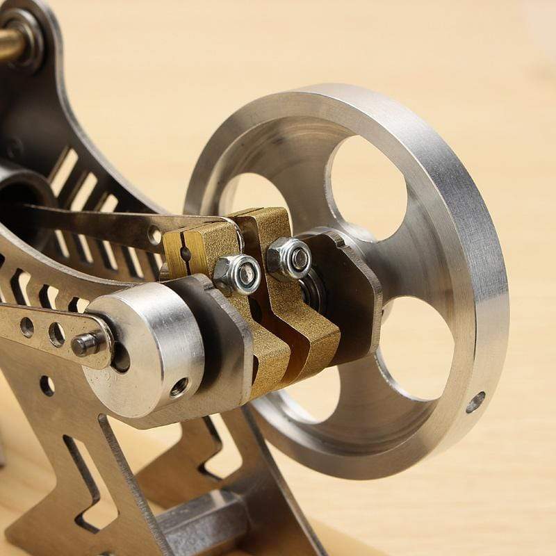 Vacuum Motor Stirling Engine Model Kit Flame Licker Physics Toy with Solid Wood Base