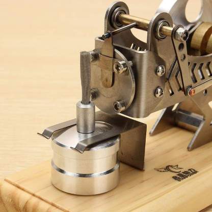 Vacuum Motor Stirling Engine Model Kit Flame Licker Physics Toy with Solid Wood Base