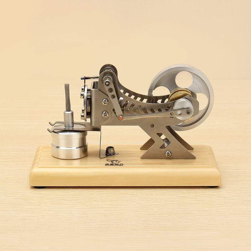 Vacuum Motor Stirling Engine Model Kit Flame Licker Physics Toy with Solid Wood Base