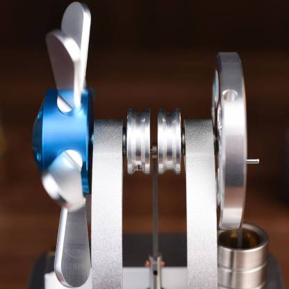 Vertical Air-Cooled Stirling Engine Fan Model Metal Physics Experiment Toy with Bamboo Base-helloworld7