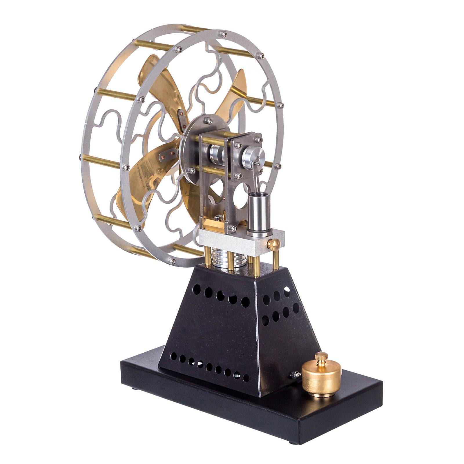 Vintage 4 Blade Stirling Engine Fan Heat Powered Stove Top Model Metal Physics Decor