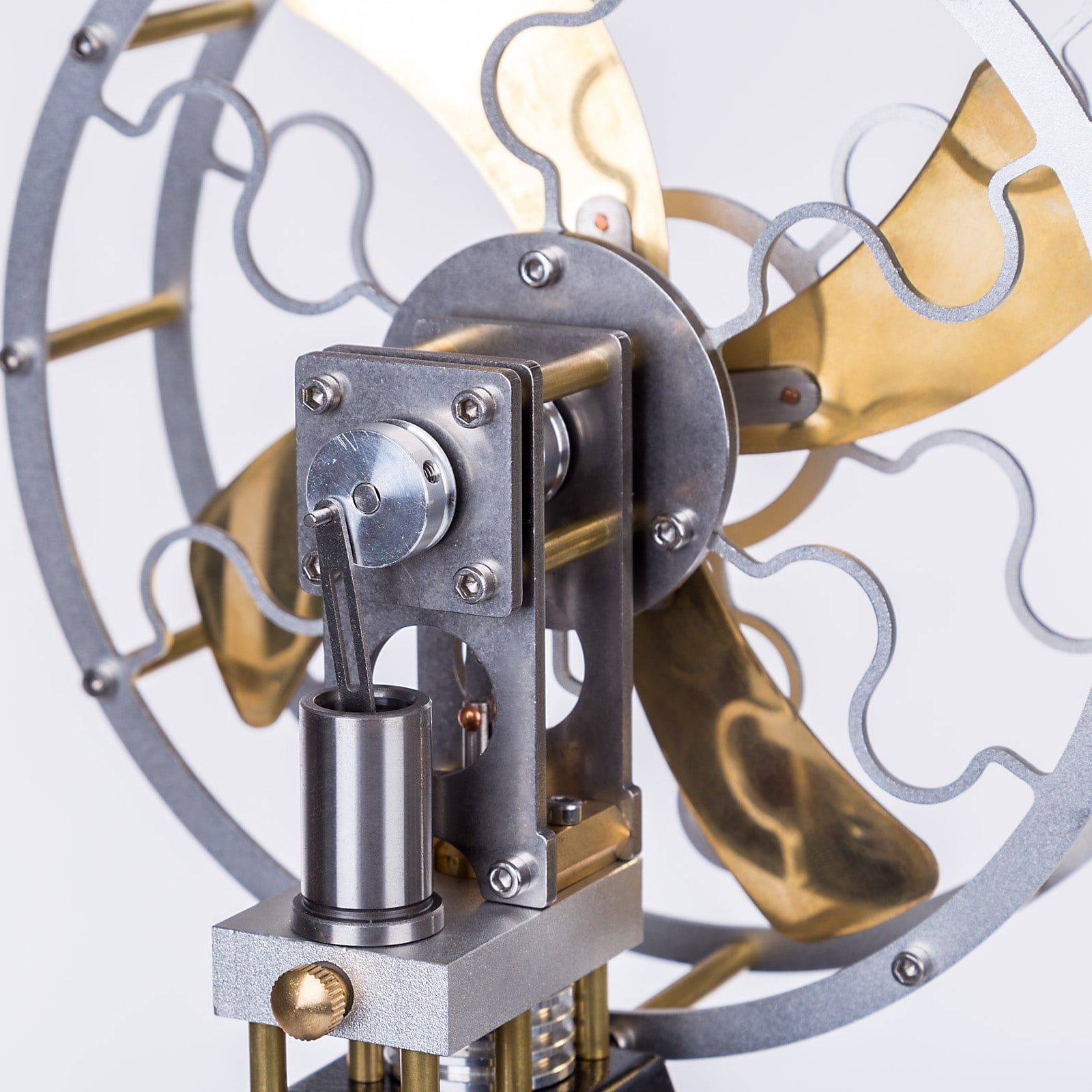 Vintage 4 Blade Stirling Engine Fan Heat Powered Stove Top Model Metal Physics Decor