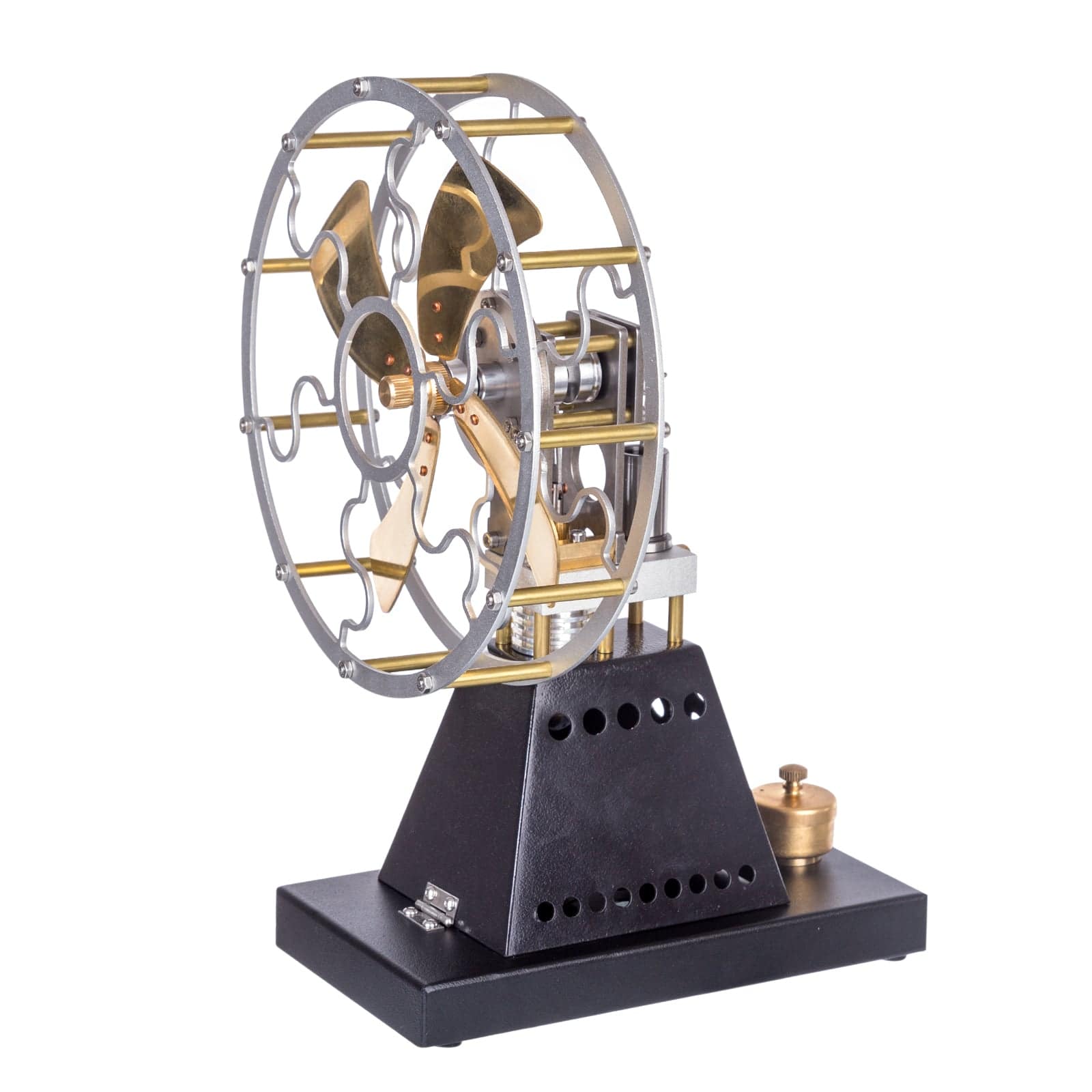 Vintage 4 Blade Stirling Engine Fan Heat Powered Stove Top Model Metal Physics Decor