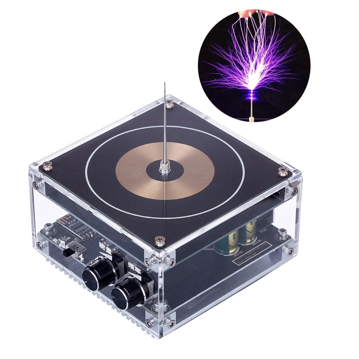 Vinyl Record Style Bluetooth Musical Tesla Coil Flat PCB Touchable Arc Science Toy-helloworld7