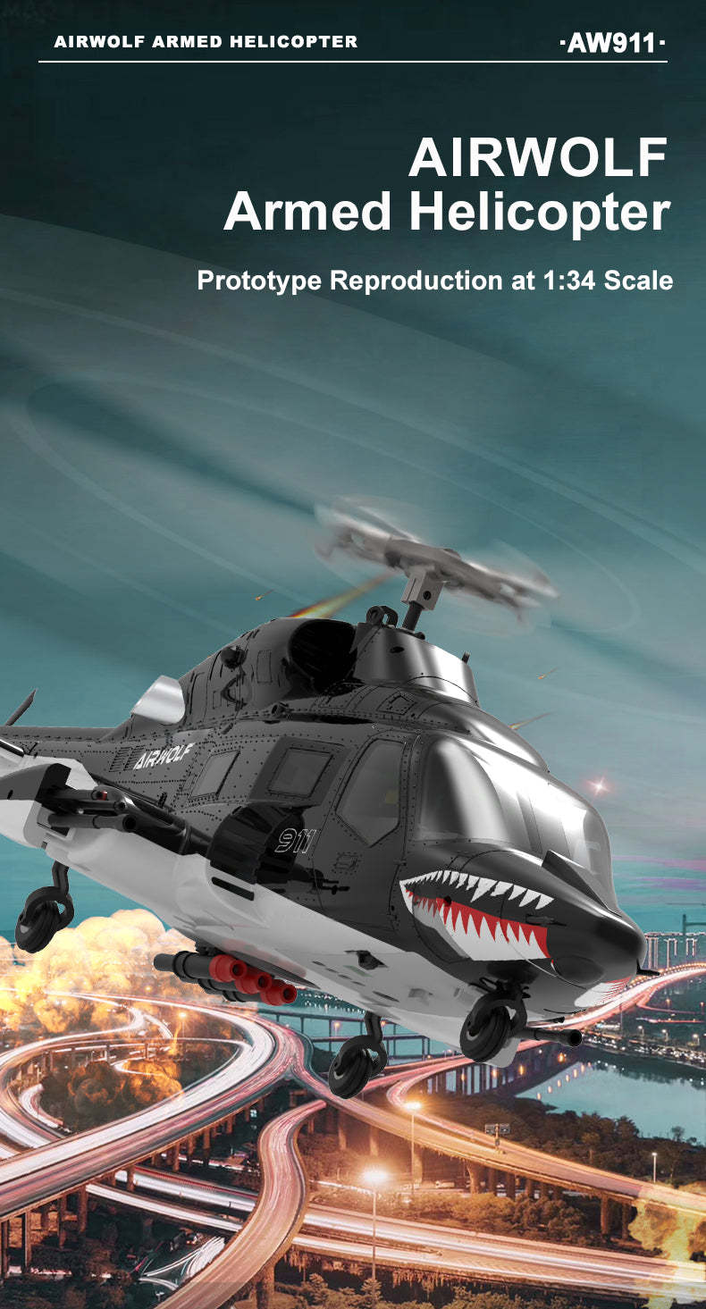 WOLFBUSH AW-911 Airwolf 1/34 Scale 9CH GPS RC Helicopter RTF Dual Brushless Direct Drive-helloworld7