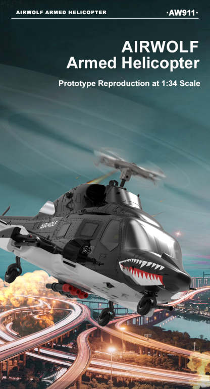 WOLFBUSH AW-911 Airwolf 1/34 Scale 9CH GPS RC Helicopter RTF Dual Brushless Direct Drive-helloworld7