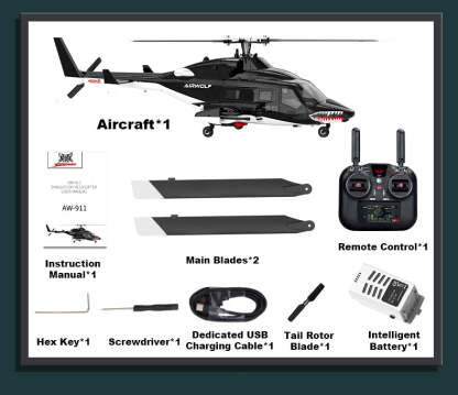 WOLFBUSH AW-911 Airwolf 1/34 Scale 9CH GPS RC Helicopter RTF Dual Brushless Direct Drive-helloworld7
