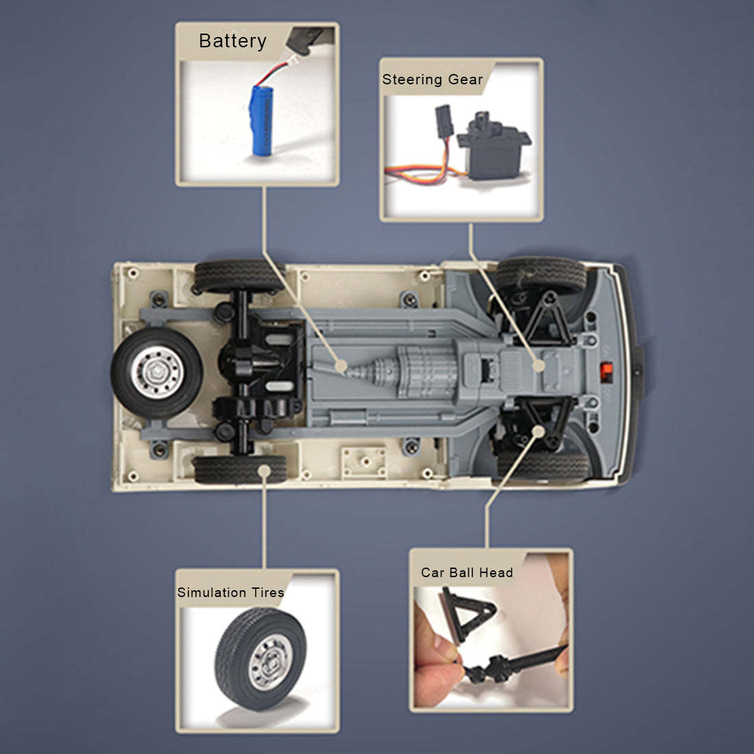 WPL D12 1/16 Scale RC Truck RTR 2.4Ghz Radio Control Drift Pickup with Proportional Steering