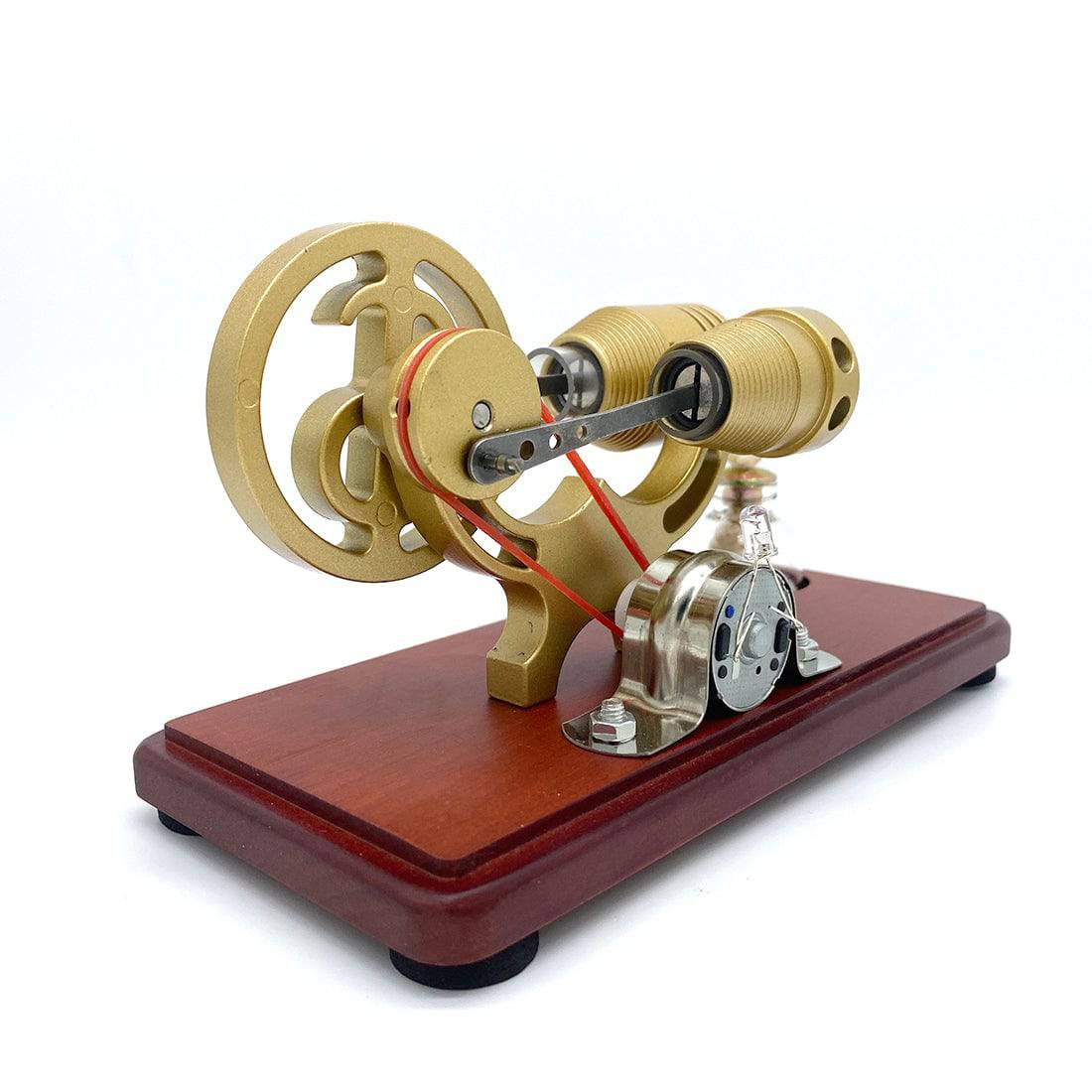 Y-Shape Retro Stirling Engine Generator Model with LED Lights Science Gift-helloworld7