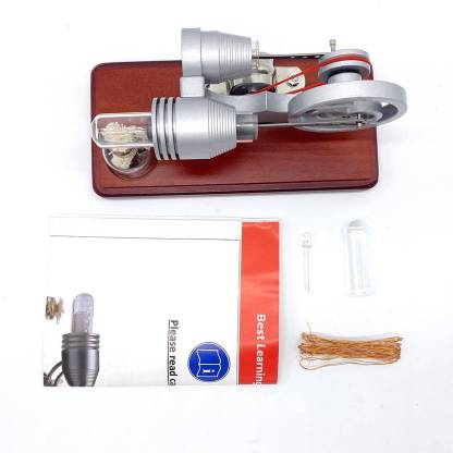 Y-Shape Retro Stirling Engine Generator Model with LED Lights Science Gift-helloworld7