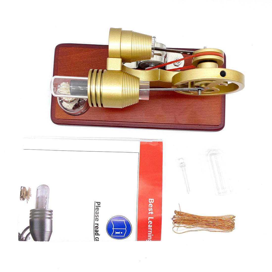 Y-Shape Retro Stirling Engine Generator Model with LED Lights Science Gift-helloworld7