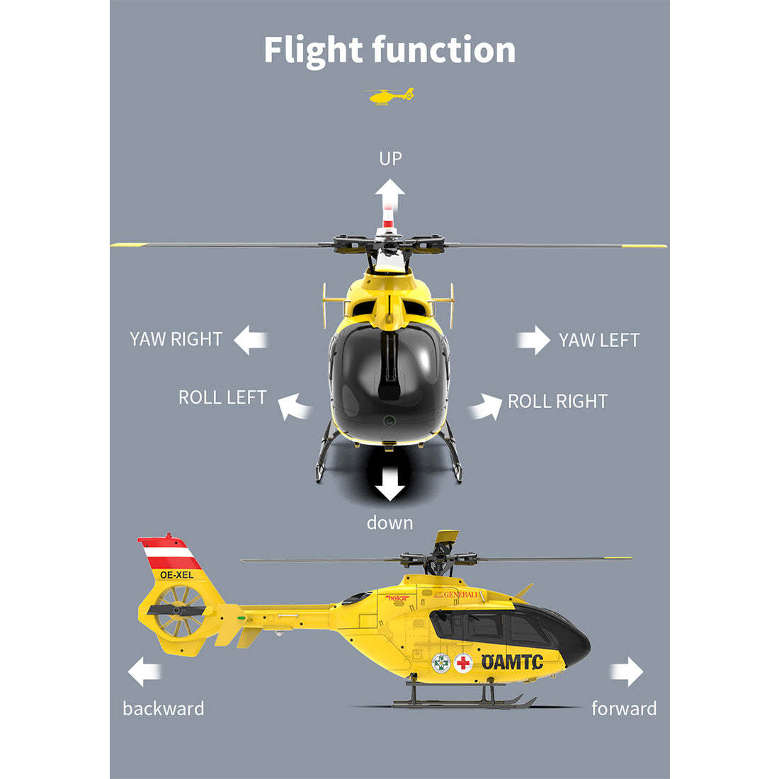 YU XIANG F06 1/36 Scale EC-135 6CH Direct Drive Brushless RC Helicopter RTF Optical Flow