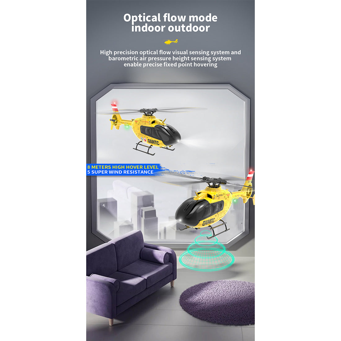 YU XIANG F06 1/36 Scale EC-135 6CH Direct Drive Brushless RC Helicopter RTF Optical Flow