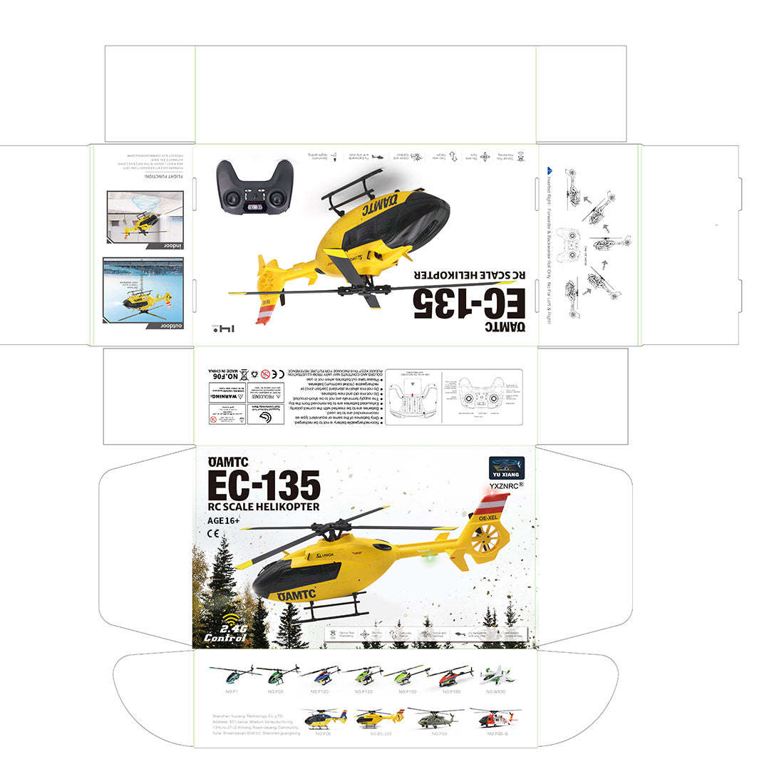 YU XIANG F06 1/36 Scale EC-135 6CH Direct Drive Brushless RC Helicopter RTF Optical Flow