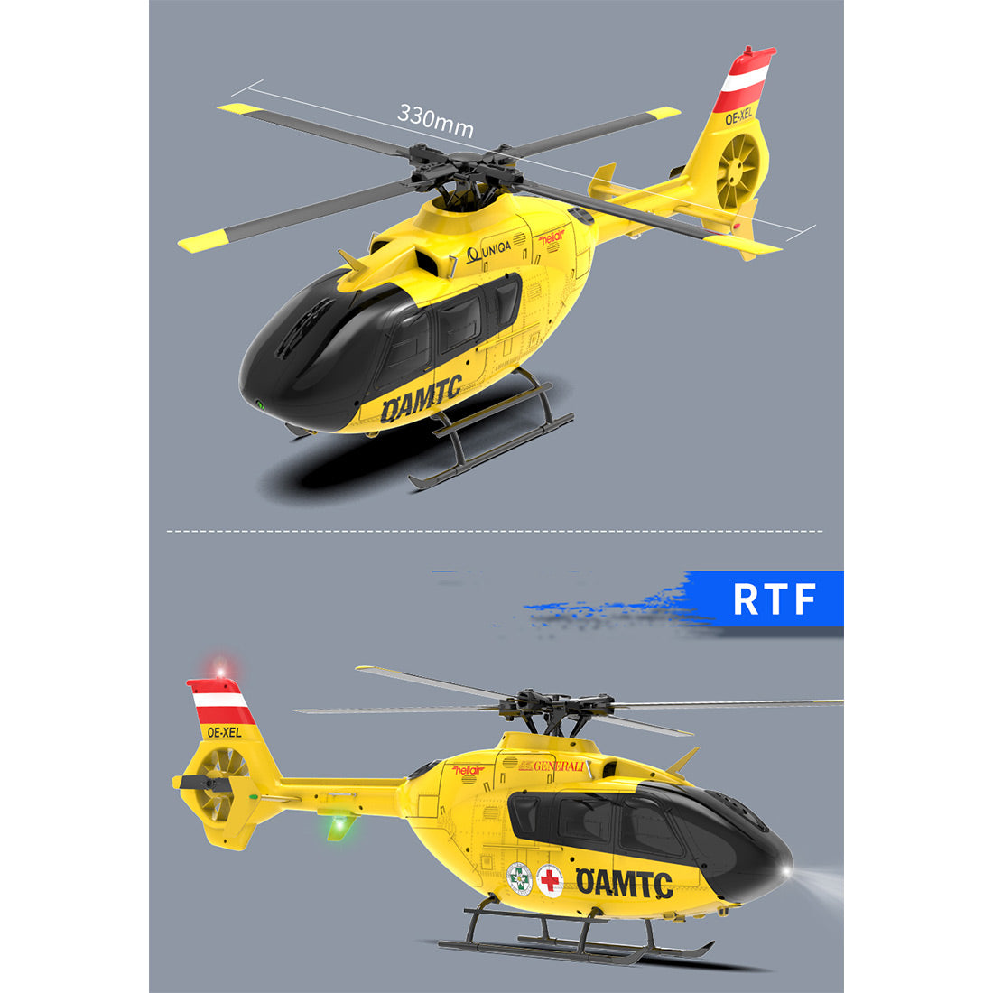 YU XIANG F06 1/36 Scale EC-135 6CH Direct Drive Brushless RC Helicopter RTF Optical Flow