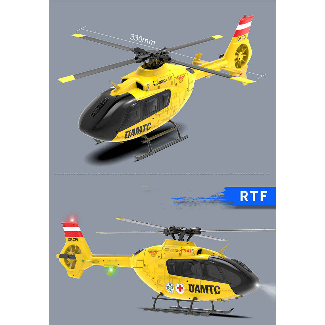 YU XIANG F06 1/36 Scale EC-135 6CH Direct Drive Brushless RC Helicopter RTF Optical Flow
