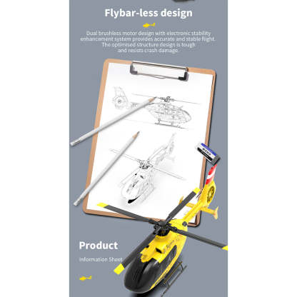 YU XIANG F06 1/36 Scale EC-135 6CH Direct Drive Brushless RC Helicopter RTF Optical Flow