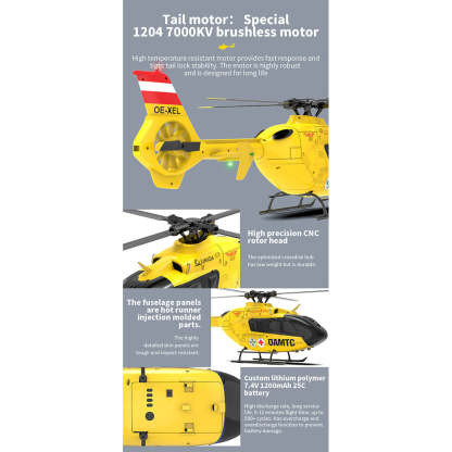 YU XIANG F06 1/36 Scale EC-135 6CH Direct Drive Brushless RC Helicopter RTF Optical Flow