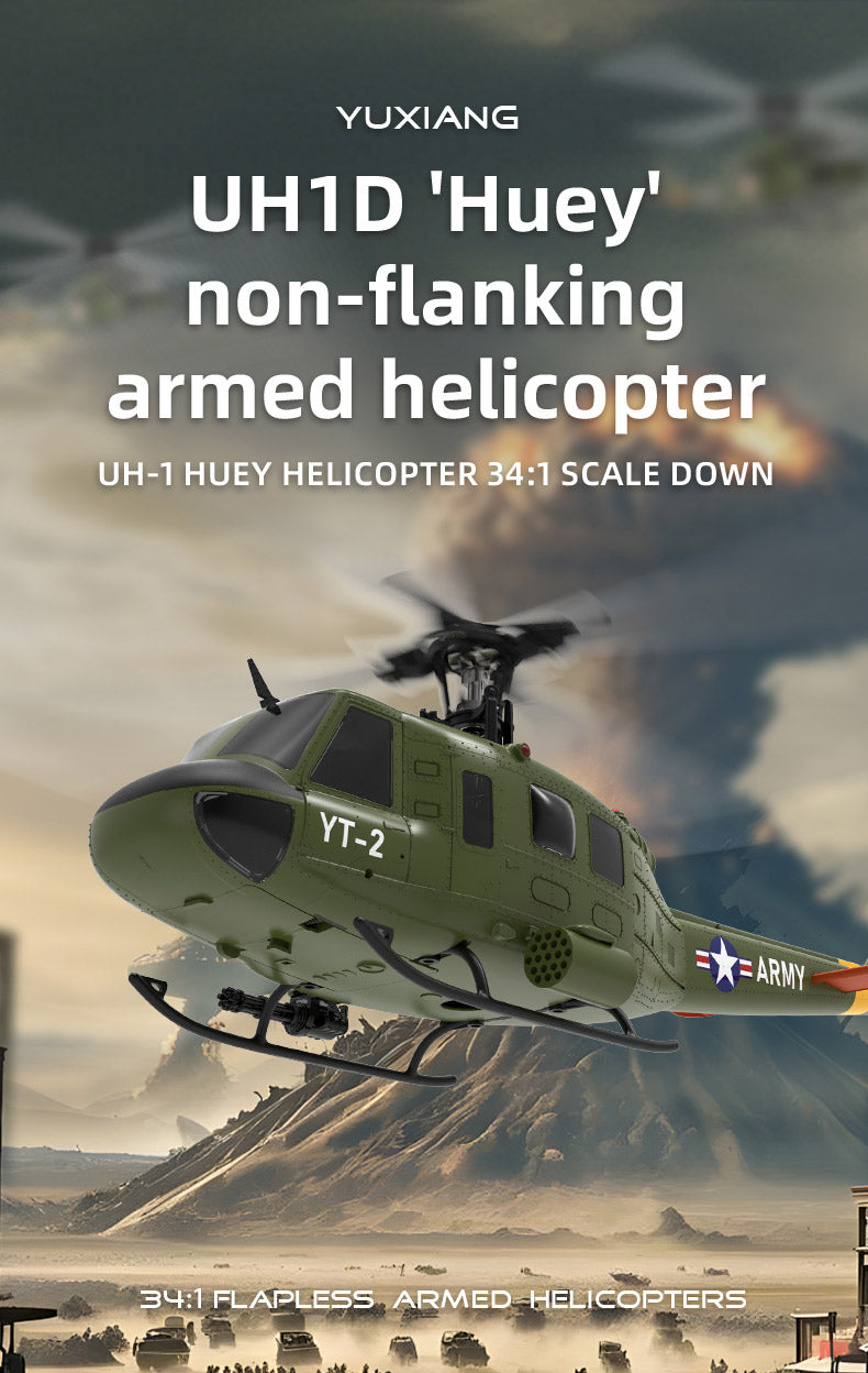 YU XIANG F07 UH-1 Huey 1/34 Scale 6CH Direct Drive Brushless RC Helicopter RTF Optical Flow