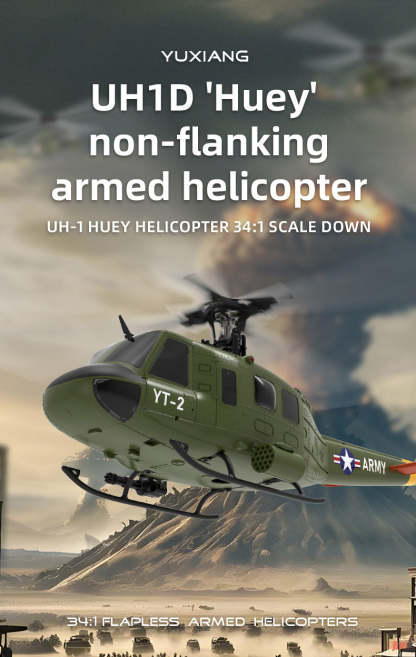 YU XIANG F07 UH-1 Huey 1/34 Scale 6CH Direct Drive Brushless RC Helicopter RTF Optical Flow