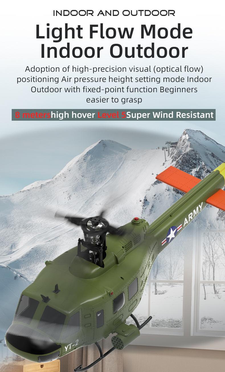 YU XIANG F07 UH-1 Huey 1/34 Scale 6CH Direct Drive Brushless RC Helicopter RTF Optical Flow