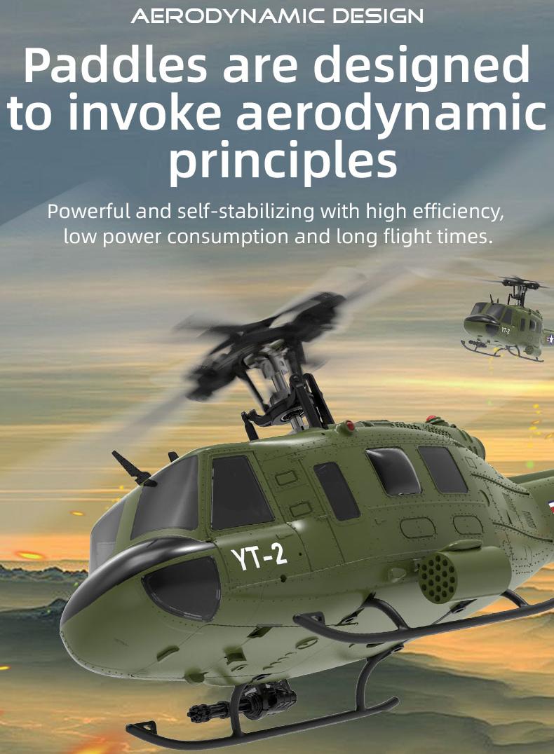 YU XIANG F07 UH-1 Huey 1/34 Scale 6CH Direct Drive Brushless RC Helicopter RTF Optical Flow