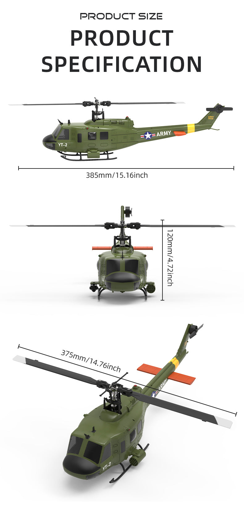 YU XIANG F07 UH-1 Huey 1/34 Scale 6CH Direct Drive Brushless RC Helicopter RTF Optical Flow