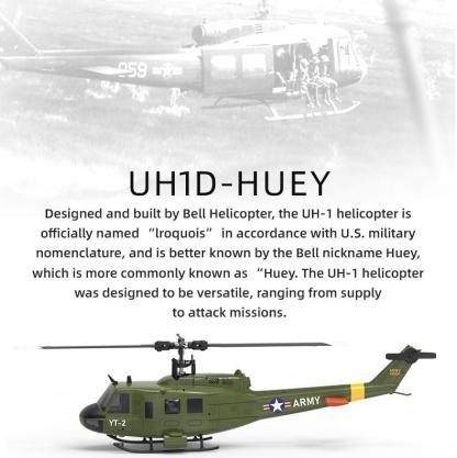 YU XIANG F07 UH-1 Huey 1/34 Scale 6CH Direct Drive Brushless RC Helicopter RTF Optical Flow