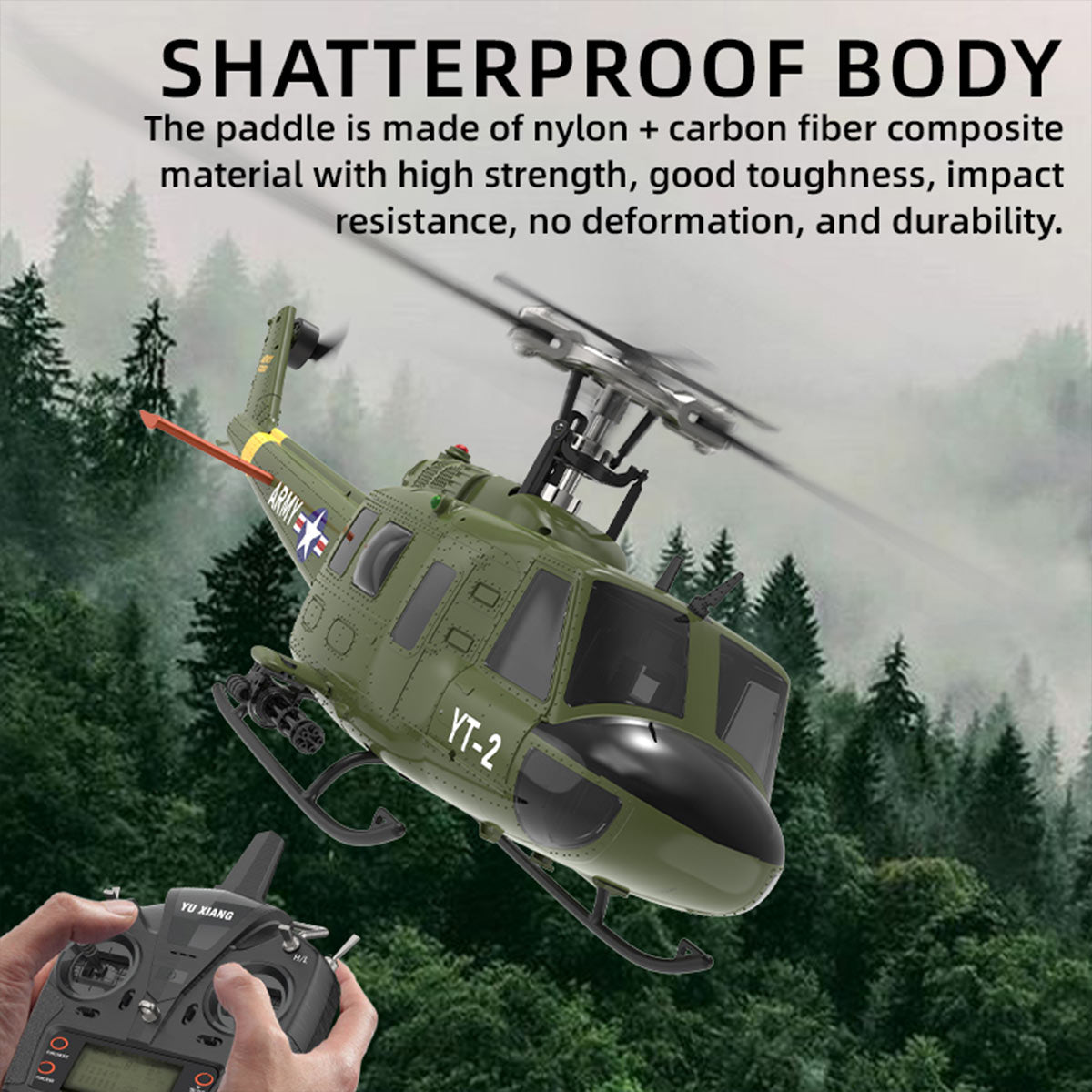 YU XIANG F07-V UH-1 Huey 1/34 Scale 6CH Direct Drive Brushless RC Helicopter RTF 3D Stunt-helloworld7
