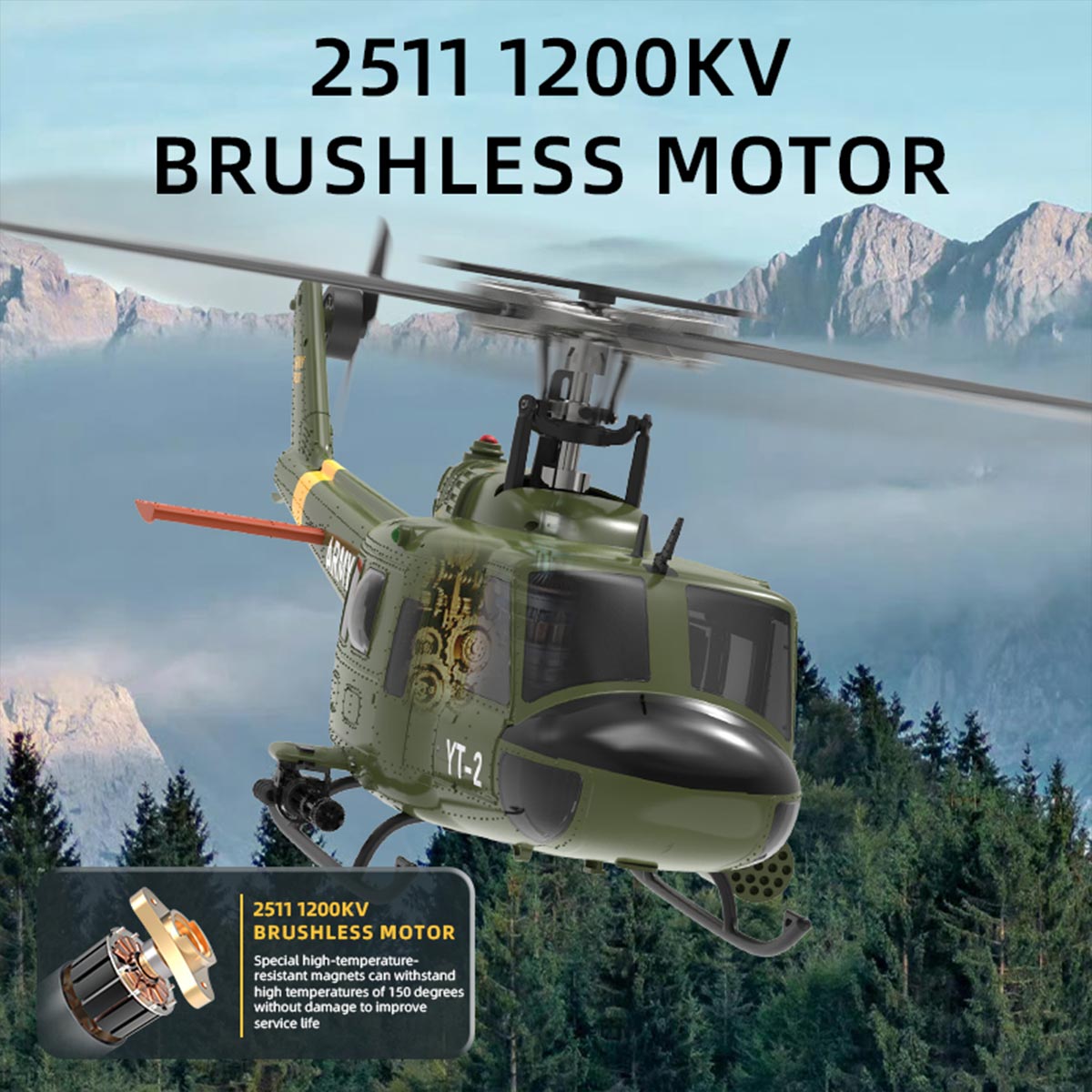 YU XIANG F07-V UH-1 Huey 1/34 Scale 6CH Direct Drive Brushless RC Helicopter RTF 3D Stunt-helloworld7