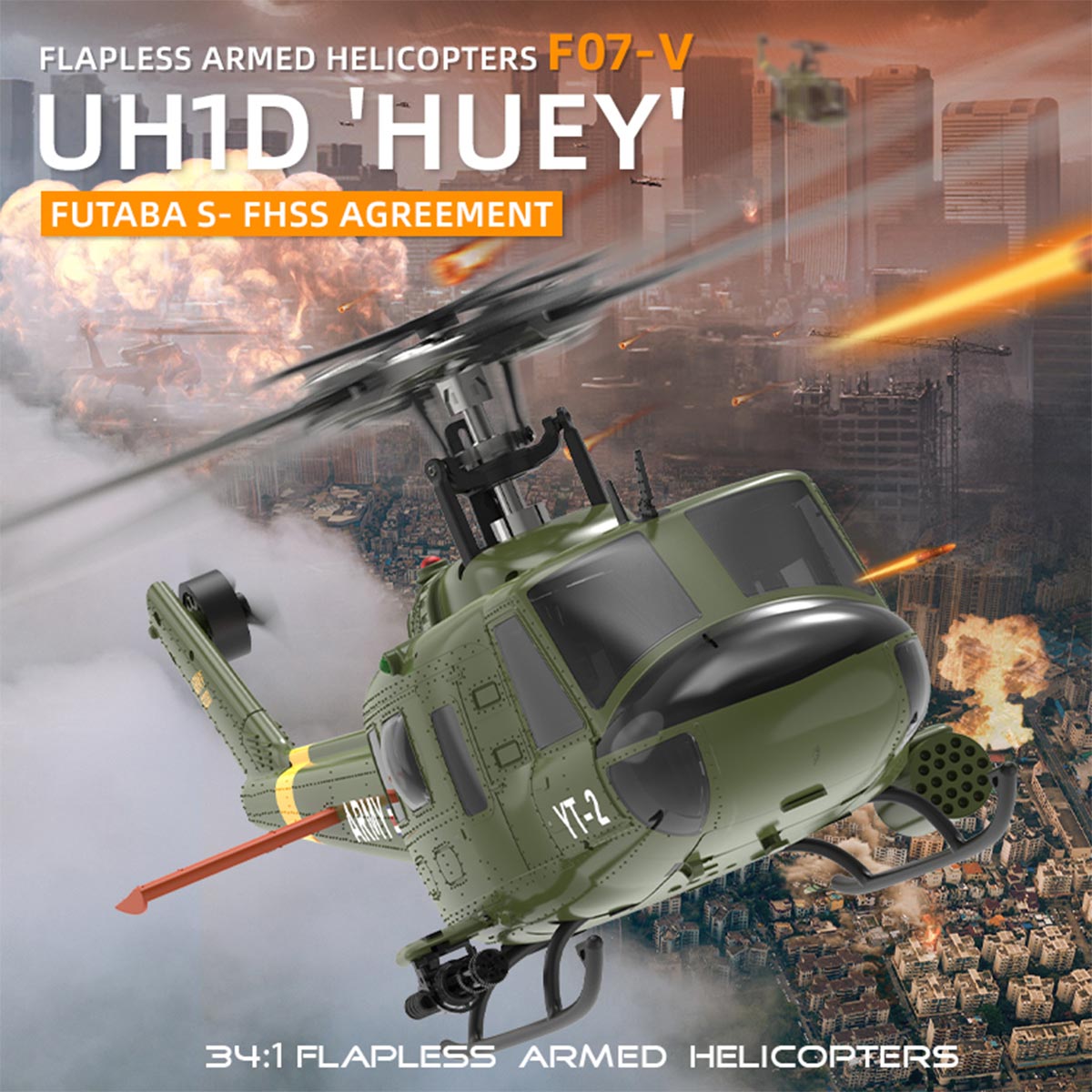 YU XIANG F07-V UH-1 Huey 1/34 Scale 6CH Direct Drive Brushless RC Helicopter RTF 3D Stunt-helloworld7