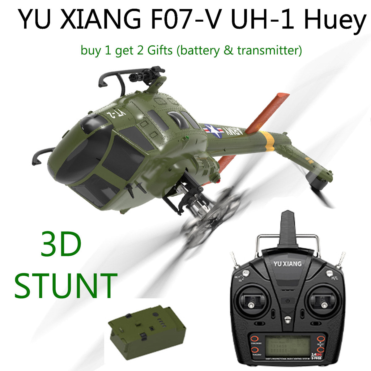 YU XIANG F07-V UH-1 Huey 1/34 Scale 6CH Direct Drive Brushless RC Helicopter RTF 3D Stunt-helloworld7