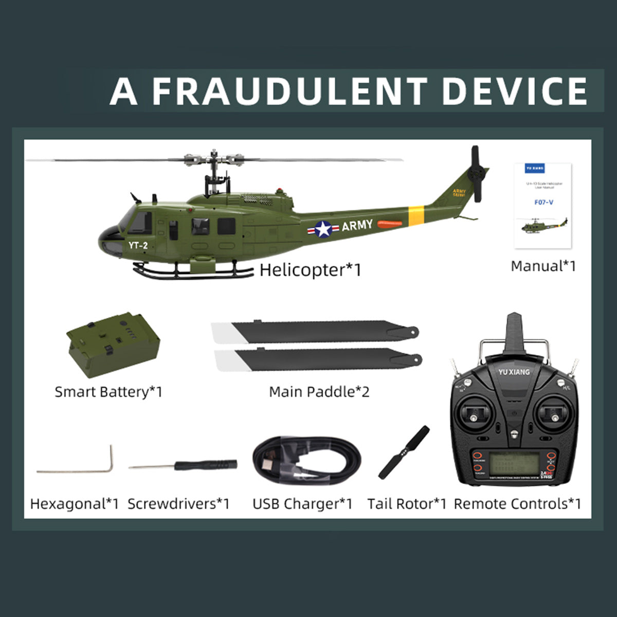 YU XIANG F07-V UH-1 Huey 1/34 Scale 6CH Direct Drive Brushless RC Helicopter RTF 3D Stunt-helloworld7