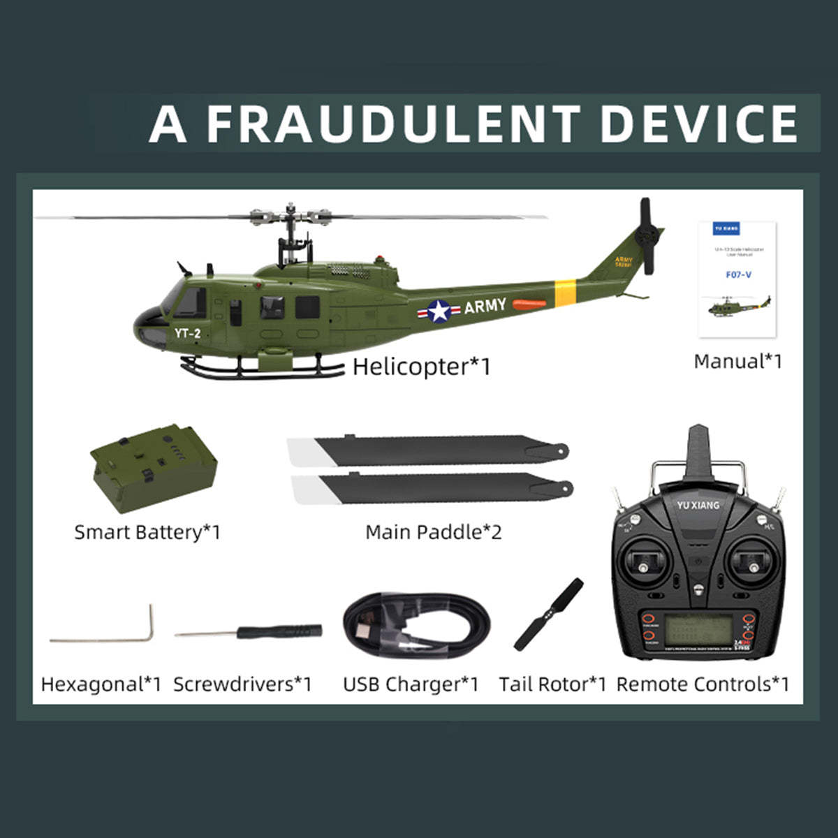 YU XIANG F07-V UH-1 Huey 1/34 Scale 6CH Direct Drive Brushless RC Helicopter RTF 3D Stunt-helloworld7
