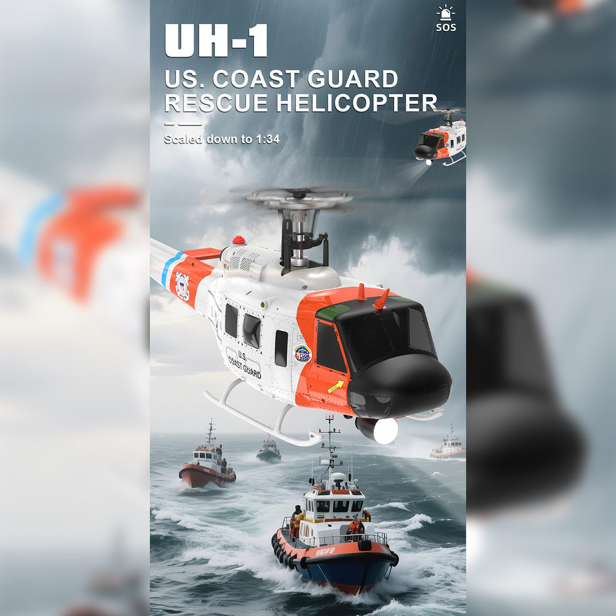 YU XIANG F07S UH-1 Huey 1/34 Scale GPS RC Helicopter RTF Dual Brushless Direct Drive-helloworld7