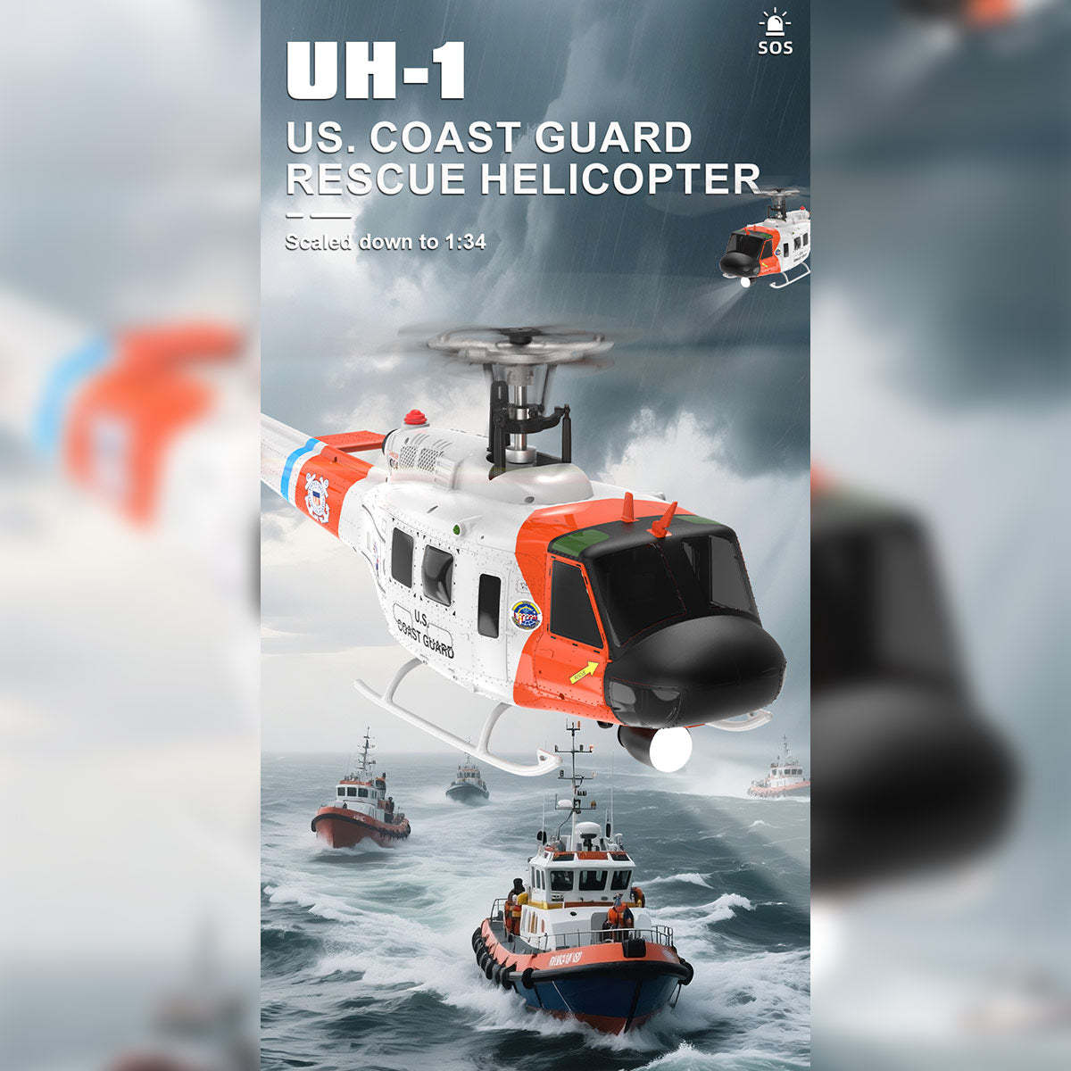 YU XIANG F07S UH-1 Huey 1/34 Scale GPS RC Helicopter RTF Dual Brushless Direct Drive-helloworld7