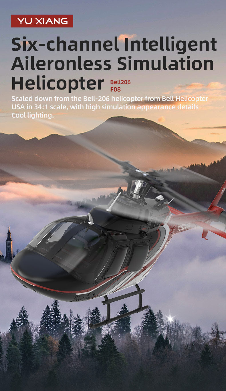 YU XIANG F08 Bell 206 1/27 Scale 6CH Direct Drive Brushless RC Helicopter RTF Optical Flow One-Key Inverted-helloworld7