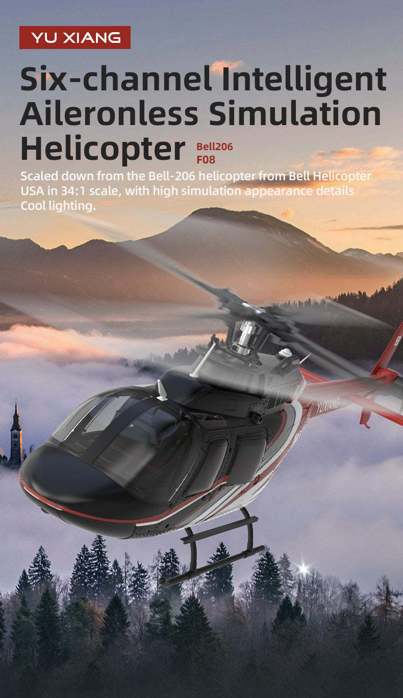 YU XIANG F08 Bell 206 1/27 Scale 6CH Direct Drive Brushless RC Helicopter RTF Optical Flow One-Key Inverted-helloworld7