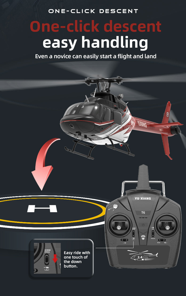 YU XIANG F08 Bell 206 1/27 Scale 6CH Direct Drive Brushless RC Helicopter RTF Optical Flow One-Key Inverted-helloworld7