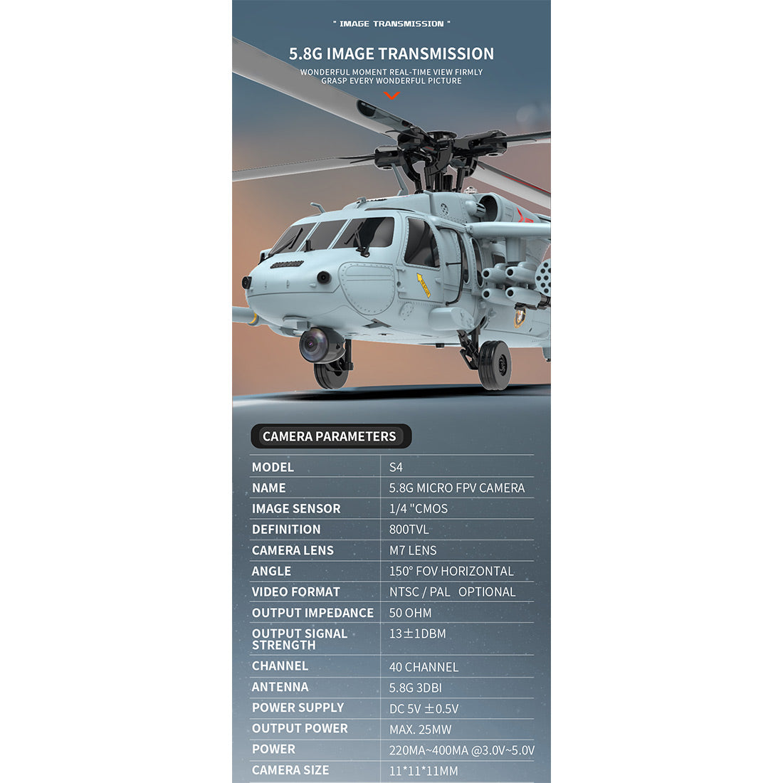 YU XIANG F09-H 1/47 Scale SH-60 Seahawk 8CH GPS RC Helicopter with 5.8G FPV