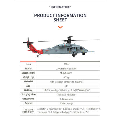 YU XIANG F09-H 1/47 Scale SH-60 Seahawk 8CH GPS RC Helicopter with 5.8G FPV