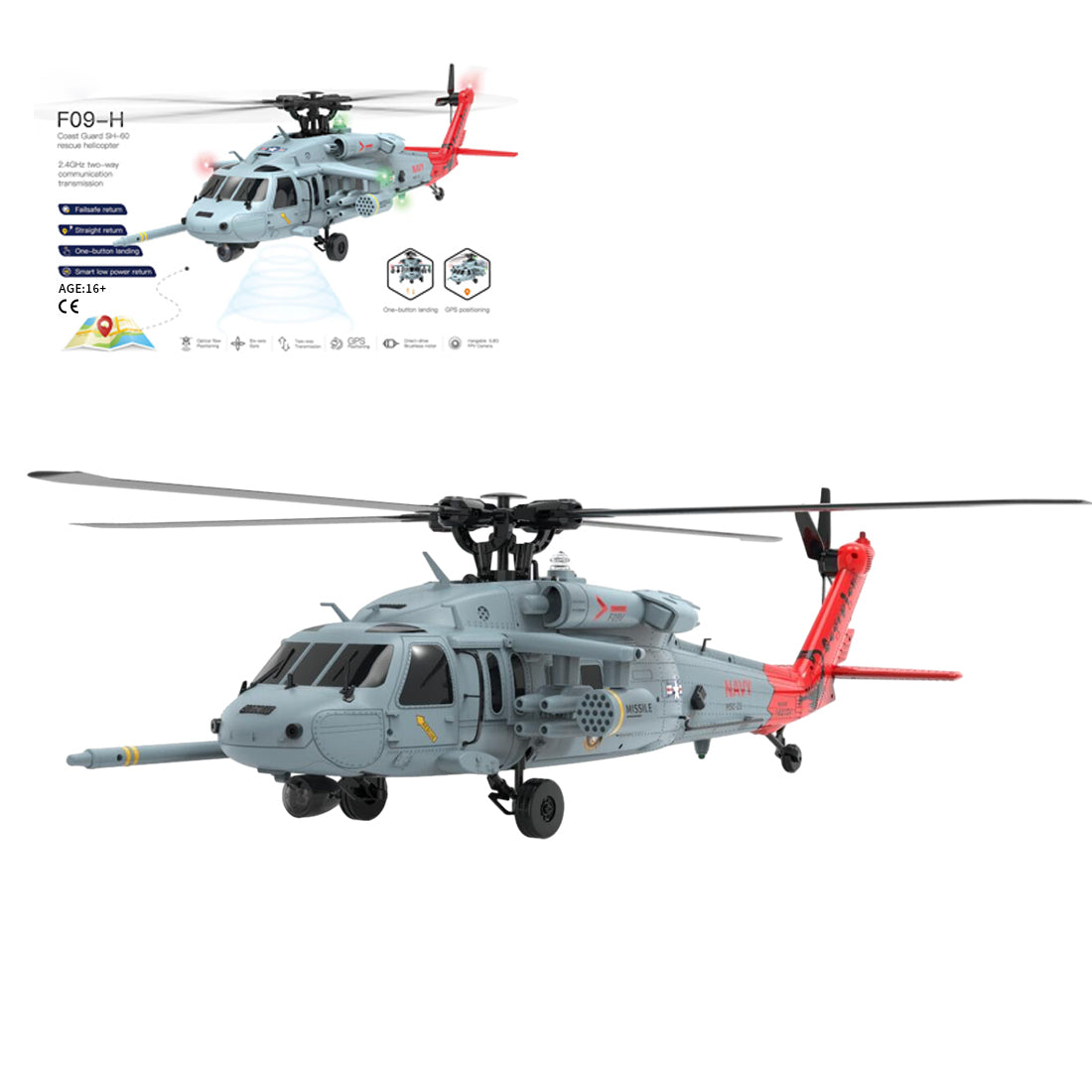YU XIANG F09-H 1/47 Scale SH-60 Seahawk 8CH GPS RC Helicopter with 5.8G FPV